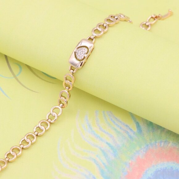 "Elegant Heart Charm Rose Gold Bracelet in High-Polish Finish, XPBL0899 - Picture 2 of 12